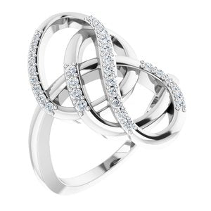 Ladies Natural Diamond Freeform Ring (I1, G-H) — 14K White Gold