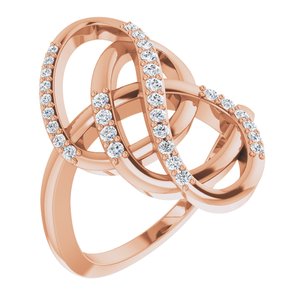 Ladies Natural Diamond Freeform Ring (I1, G-H) — 14K Rose Gold