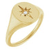 Ladies 11x10 mm Oval Natural Diamond Starburst Signet Ring — 14K Yellow Gold