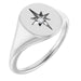 Ladies 11x10 mm Oval Natural Diamond Starburst Signet Ring — Platinum