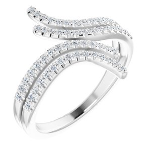 Ladies Natural Diamond Bypass Ring (Si2-Si3, G-H) — Platinum
