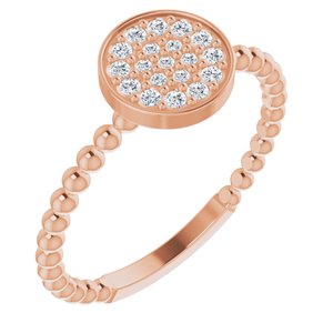 Ladies Natural Diamond Cluster Beaded Ring (I1, G-H) — 14K Rose Gold
