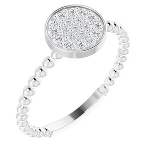 Ladies Natural Diamond Cluster Beaded Ring — Sterling Silver