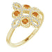 Ladies Natural Citrine Natural Diamond Semi-Set Clover Ring (I1, G-H) — 14K Yellow Gold