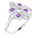 Ladies Natural Amethyst Natural Diamond Semi-Set Clover Ring (I1, G-H) — 14K White Gold