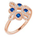 Ladies Natural Blue Sapphire Natural Diamond Semi-Set Clover Ring (I1, G-H) — 14K Rose Gold