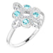 Ladies Natural Blue Zircon Natural Diamond Semi-Set Clover Ring (I1, G-H) — 14K White Gold