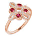 Ladies Natural Ruby Natural Diamond Semi-Set Clover Ring (I1, G-H) — 14K Rose Gold
