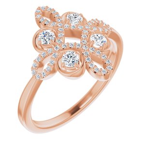 Ladies Natural Diamond Clover Ring (I1, G-H) — 14K Rose Gold