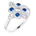 Ladies Natural Blue Sapphire Natural Diamond Semi-Set Clover Ring (SI2-SI3, G-H) — Platinum