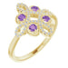 Ladies Natural Amethyst Natural Diamond Semi-Set Clover Ring (I1, G-H) — 14K Yellow Gold