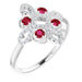 Ladies Natural Ruby Natural Diamond Semi-Set Clover Ring (I1, G-H) — 14K White Gold