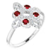 Ladies Natural Mozambique Garnet Natural Diamond Semi-Set Clover Ring (I1, G-H) — 14K White Gold