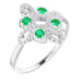 Ladies Natural Emerald Natural Diamond Semi-Set Clover Ring (I1, G-H) — 14K White Gold