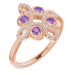 Ladies Natural Amethyst Natural Diamond Semi-Set Clover Ring (I1, G-H) — 14K Rose Gold