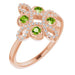 Ladies Natural Peridot Natural Diamond Semi-Set Clover Ring (I1, G-H) — 14K Rose Gold