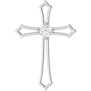 Ladies 3 mm Round Natural Diamond Pendant (I1, G-H) — 14K White Gold