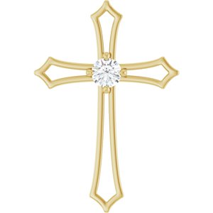 Ladies 3 mm Round Natural Diamond Pendant (I1, G-H) — 14K Yellow Gold