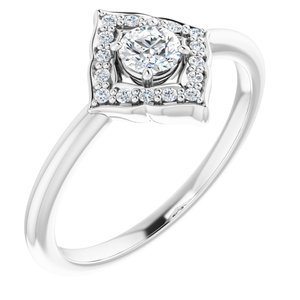 Ladies Natural Diamond Halo-Style Clover Ring (I1, G-H) — 14K White Gold