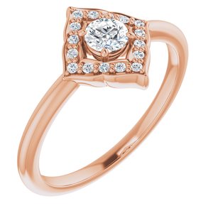 Ladies Natural Diamond Halo-Style Clover Ring (I1, G-H) — 14K Rose Gold