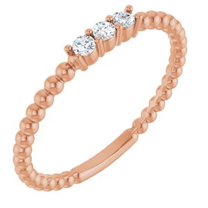 Ladies Natural Diamond Beaded Ring (I1, G-H) — 14K Rose Gold