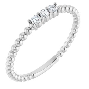 Ladies Natural Diamond Beaded Ring (SI2-SI3, G-H) — Platinum
