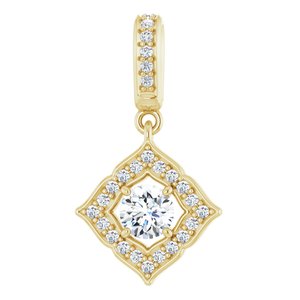 Ladies Natural Diamond Halo-Style Clover Pendant (I1, G-H) — 14K Yellow Gold