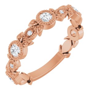 Ladies Natural Diamond Leaf Ring (I1, G-H) — 14K Rose Gold