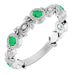 Ladies Natural Emerald Natural Diamond Leaf Ring (I1, G-H) — Sterling Silver