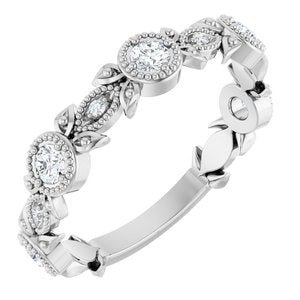 Ladies Natural Diamond Leaf Ring (SI2-SI3, G-H) — Platinum
