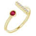 Ladies Natural Ruby Natural Diamond Bar Ring (I1, G-H) — 14K Yellow Gold