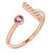Ladies Natural Pink Tourmaline Natural Diamond Bar Ring (I1, G-H) — 14K Rose Gold