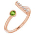 Ladies Natural Peridot Natural Diamond Bar Ring (I1, G-H) — 14K Rose Gold