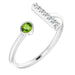 Ladies Natural Peridot Natural Diamond Bar Ring (I1, G-H) — Sterling Silver