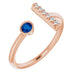 Ladies Natural Blue Sapphire Natural Diamond Bar Ring (I1, G-H) — 14K Rose Gold