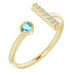 Ladies Natural Blue Zircon Natural Diamond Bar Ring (I1, G-H) — 14K Yellow Gold