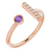 Ladies Natural Amethyst Natural Diamond Bar Ring (I1, G-H) — 14K Rose Gold