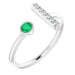 Ladies Natural Emerald Natural Diamond Bar Ring (I1, G-H) — Sterling Silver