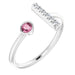 Ladies Natural Pink Tourmaline Natural Diamond Bar Ring (I1, G-H) — Sterling Silver