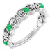 Ladies Natural Emerald Natural Diamond Scroll Ring (I1, G-H) — Sterling Silver