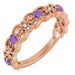 Ladies Natural Amethyst Natural Diamond Scroll Rings (I1, G-H) — 14K Rose Gold