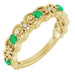 Ladies Natural Emerald Natural Diamond Scroll Ring (I1, G-H) — 14K Yellow Gold