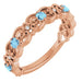 Ladies Natural Aquamarine Natural Diamond Scroll Ring (I1, G-H) — 14K Rose Gold