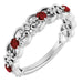 Ladies Natural Mozambique Garnet Natural Diamond Scroll Ring (I1, G-H) — Sterling Silver