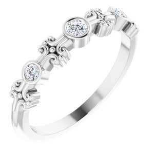 Ladies Natural Diamond Bezel-Set Ring (I1, G-H) — Sterling Silver