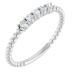 Ladies Natural Diamond Stackable Ring (I1, G-H) — 14K White Gold