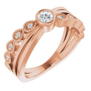 Ladies Natural White Sapphire Natural Diamond Ring (I1, G-H) — 14K Rose Gold