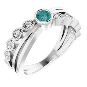 Ladies Natural Alexandrite Natural Diamond Ring (SI2-SI3, G-H) — Platinum