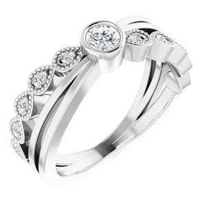 Ladies Natural White Sapphire Natural Diamond Ring (SI2-SI3, G-H) — Platinum