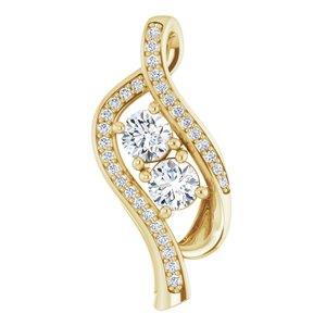 Ladies Natural Diamond Two Stone Pendant (I1, G-H) — 14K Yellow Gold